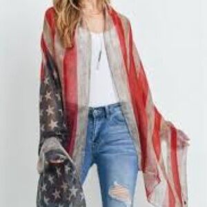 Patriotic American Flag Kimono lightweight, flowing